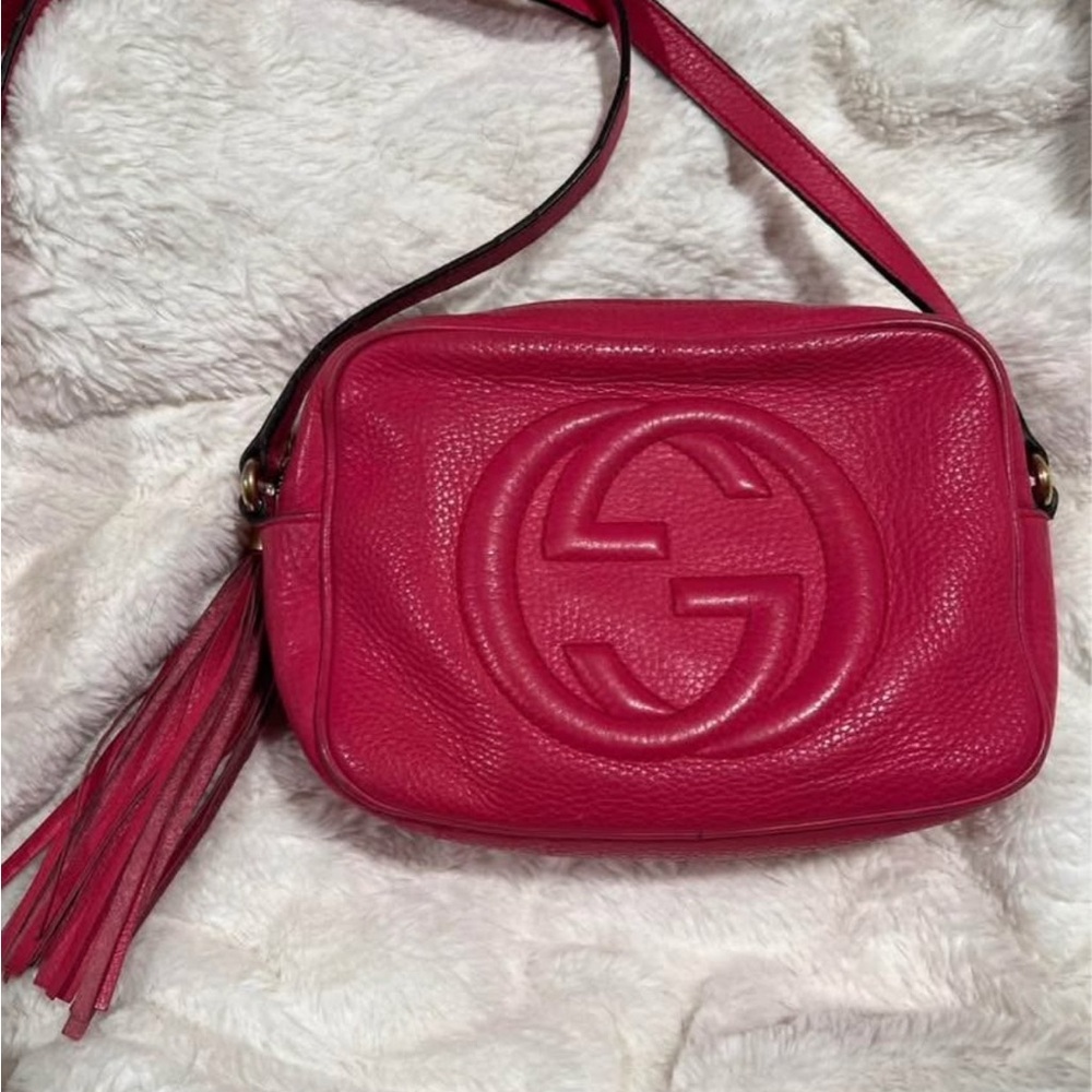 Gucci Pink Crossbody Bag with Iconic Logo and Tassel Detail